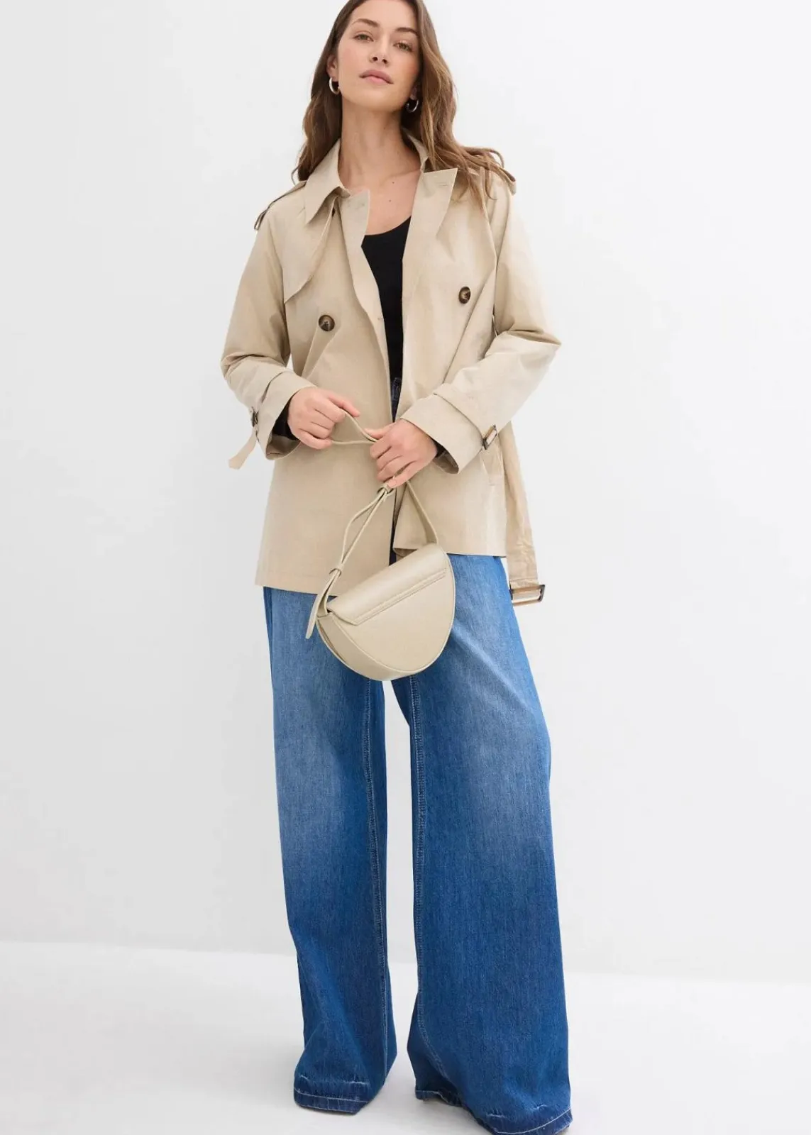 bonprix Bekleidung·Hosen|Jacken & Mäntel^Kurze Trenchjacke rauchkhaki
