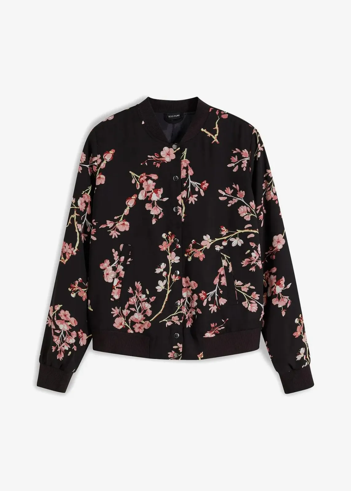 bonprix Bekleidung·Hosen|Nachhaltigere Materialien^kurzer Blouson schwarz/rosa geblümt