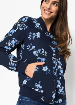 bonprix Jacken & Mäntel|Nachhaltigere Materialien^kurzer Blouson dunkelblau/hellblau geblümt