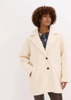 bonprix Bekleidung·Hosen|Jacken & Mäntel^Kurzer Bouclé-Mantel, oversized creme