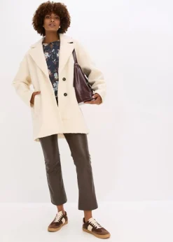 bonprix Bekleidung·Hosen|Jacken & Mäntel^Kurzer Bouclé-Mantel, oversized creme