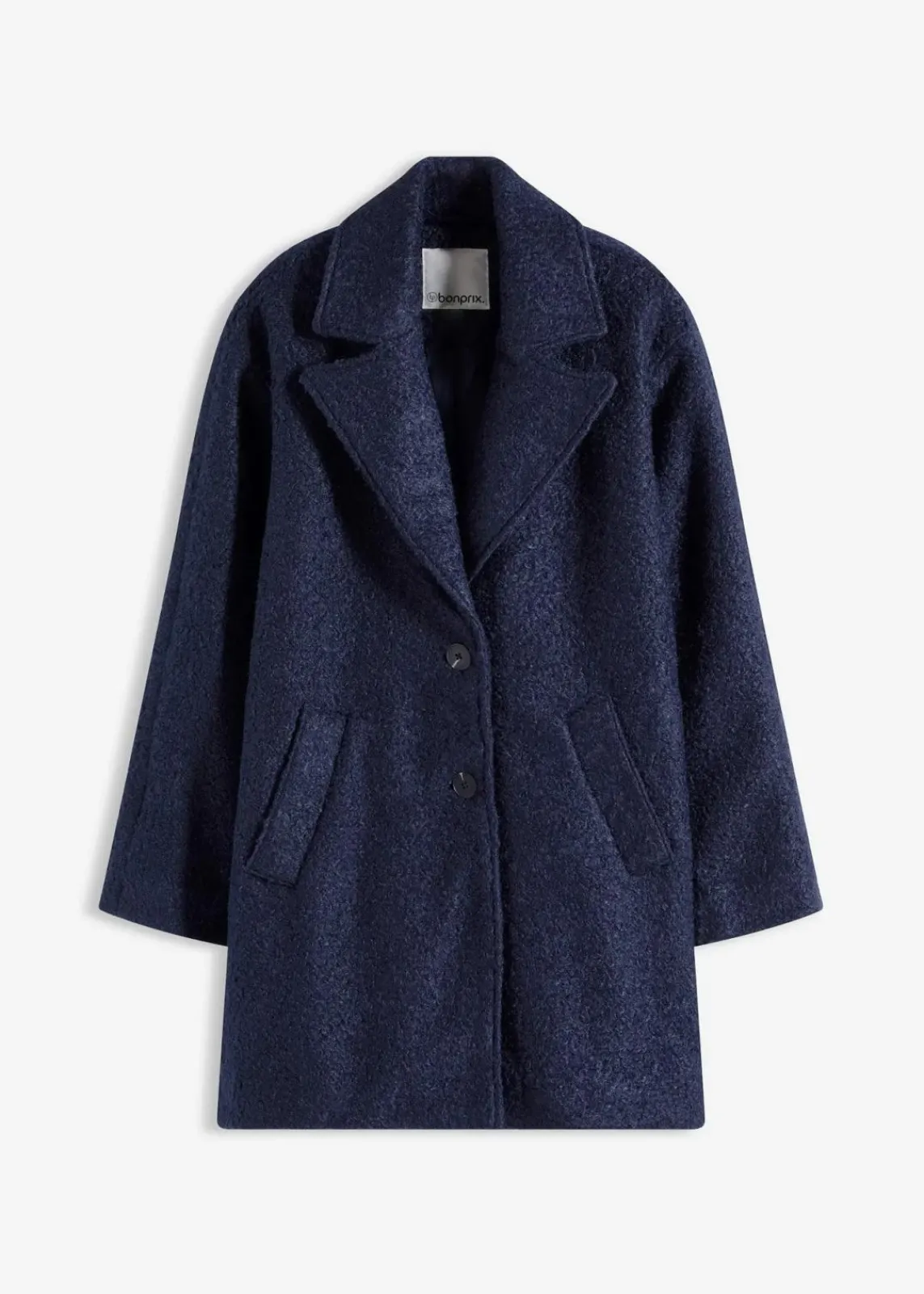 bonprix Jacken & Mäntel|Bekleidung·Hosen^Kurzer Bouclé-Mantel, oversized dunkelblau
