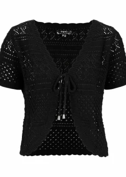 bonprix Bekleidung·Umstandsmode|Bekleidung·Hosen^Kurzer Häkelbolero schwarz