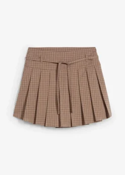 bonprix Hosen|Nachhaltigere Materialien^Kurzer Hosenrock mit Kellerfalten braun kariert