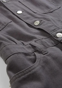 bonprix Jumpsuits^Kurzer Overall aus reiner Baumwolle schiefergrau washed