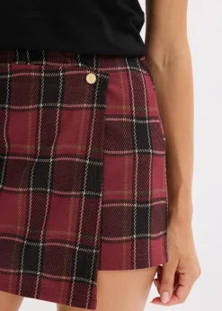 bonprix Shorts|Hosen^Kurzer Skort mit Schmuck-Knopf rot kariert
