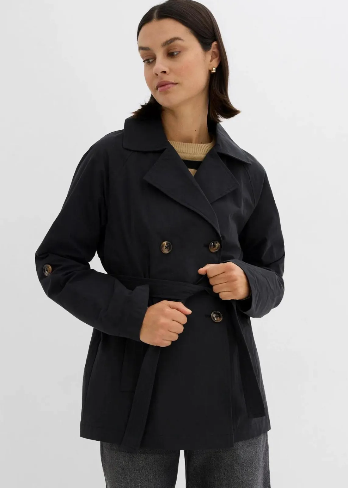 bonprix Jacken & Mäntel^kurzer Trenchcoat schwarz