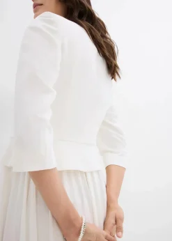 bonprix Bekleidung·Blazer|Umstandsmode^Kurzer Umstandsblazer aus Satin wollweiß