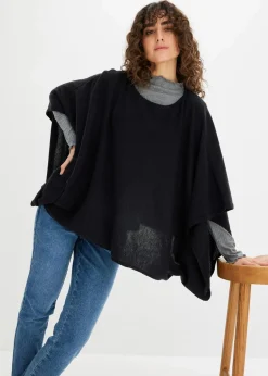 bonprix Ponchos|Schuhe & Accessoires In Spezialgrößen·Tücher & Ponchos^kurzer Wollponcho schwarz