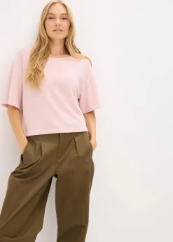 bonprix Zweiteiler & Sets|Shirts & Tops^Kurzes Boxy-Shirt aschrosa meliert