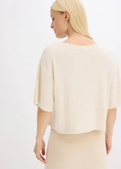 bonprix Shirts & Tops|Zweiteiler & Sets^Kurzes Boxy-Shirt kieselbeige meliert