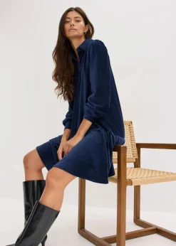 bonprix Kleider^Kurzes Cord-Kleid dunkelblau