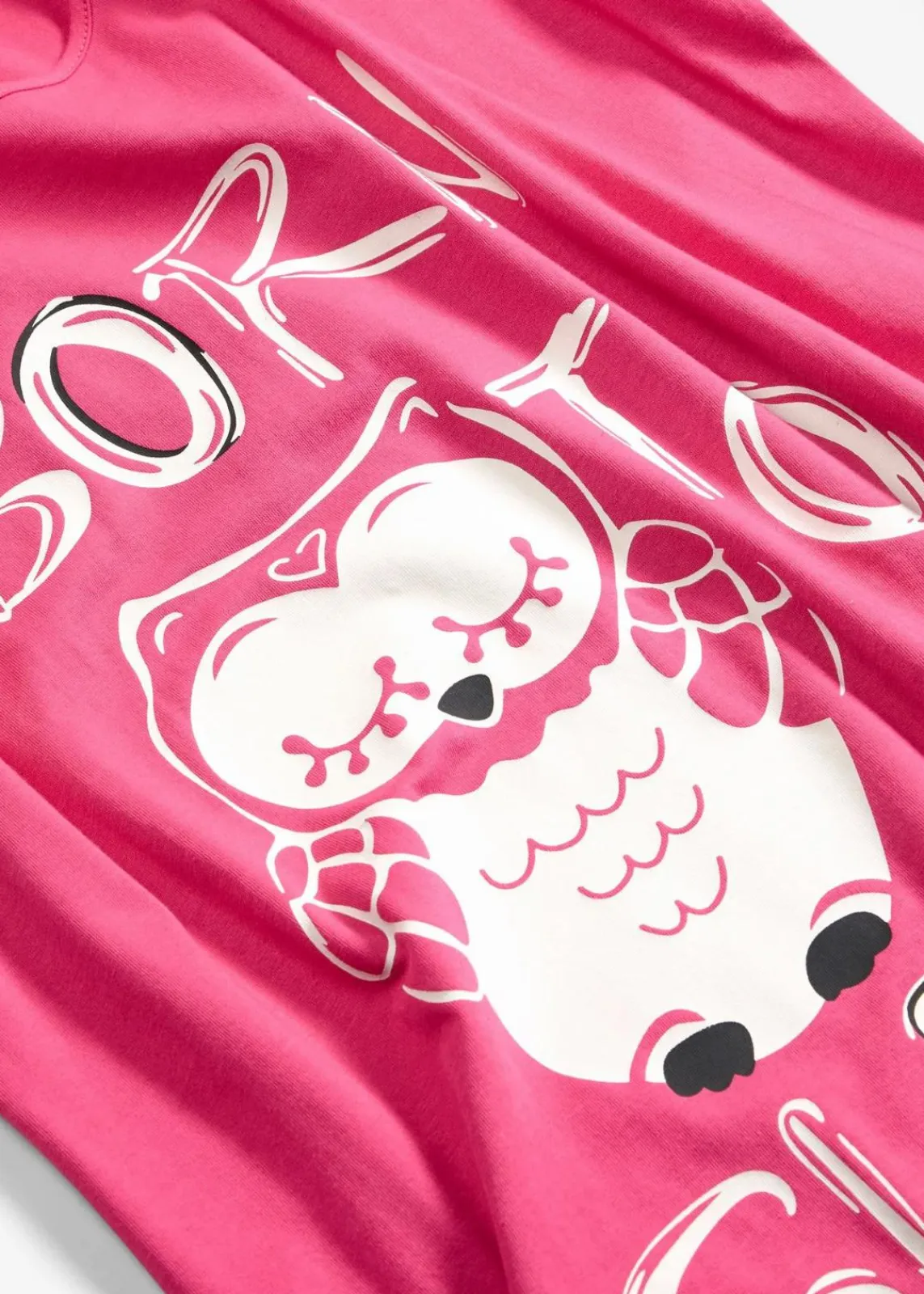 bonprix Wäsche·Nachtwäsche|Nachtwäsche^Kurzes Nachthemd aus reiner Baumwolle pinklady/eulendruck