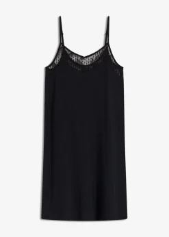 bonprix Nachtwäsche|Nachhaltigere Materialien^Kurzes Nachthemd aus softem Modal-Mix schwarz