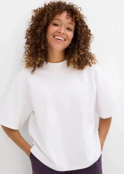 bonprix Shirts & Tops|Basics^Kurzes Oversize-Shirt aus reiner schwerer Bio-Baumwolle weiß