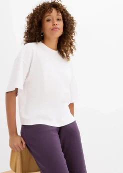 bonprix Shirts & Tops|Basics^Kurzes Oversize-Shirt aus reiner schwerer Bio-Baumwolle weiß