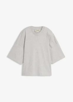 bonprix Shirts & Tops|Basics^Kurzes Oversize-Shirt aus reiner schwerer Bio-Baumwolle hellgrau meliert