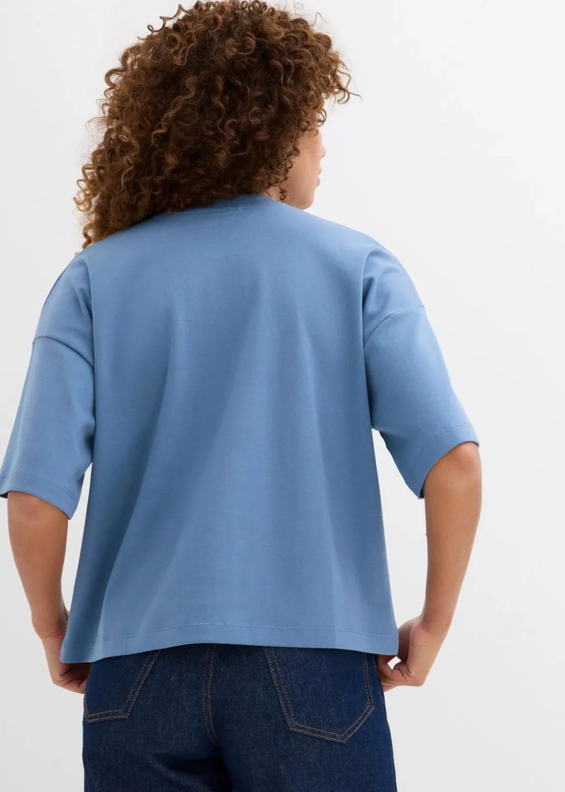 bonprix Shirts & Tops|Basics^Kurzes Oversize-Shirt aus reiner schwerer Bio-Baumwolle wellenblau