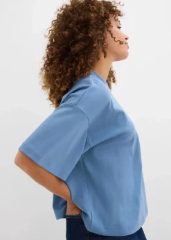 bonprix Shirts & Tops|Basics^Kurzes Oversize-Shirt aus reiner schwerer Bio-Baumwolle wellenblau