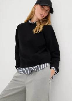 bonprix Nachhaltigere Materialien|Sweat^Kurzes Oversize-Sweatshirt aus reiner Bio-Baumwolle schwarz
