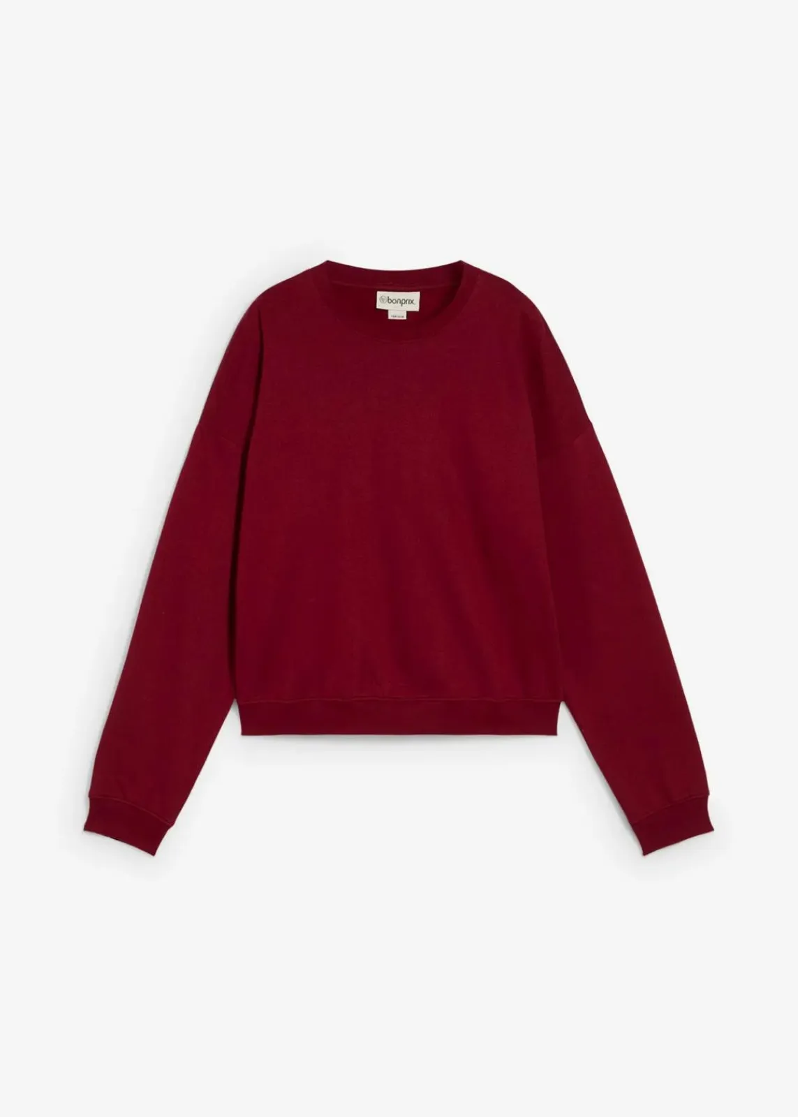 bonprix Nachhaltigere Materialien|Sweat^Kurzes Oversize-Sweatshirt aus reiner Bio-Baumwolle pflaumenrot