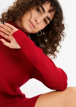 bonprix Bekleidung·Umstandsmode|Strickmode^Kurzes Strickkleid chillirot