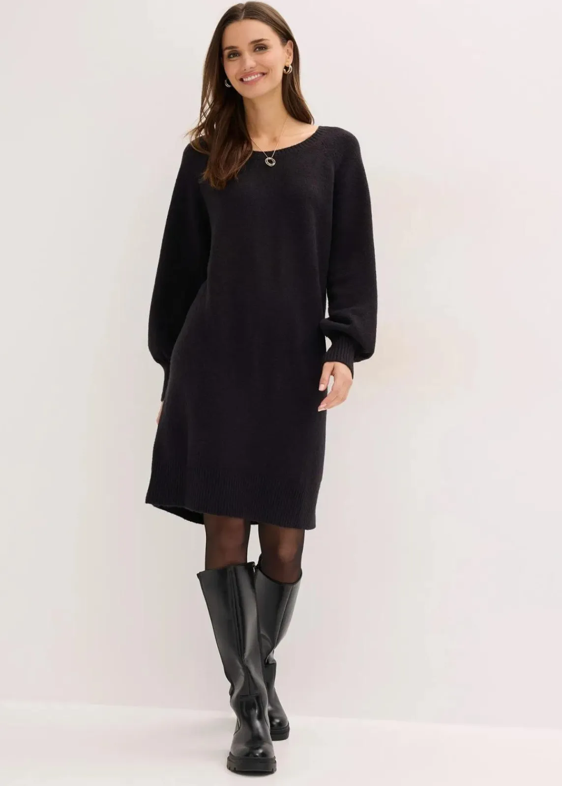 bonprix Bekleidung·Umstandsmode|Strickmode^Kurzes Strickkleid schwarz