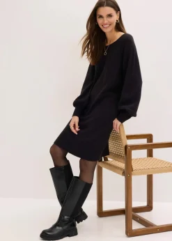 bonprix Bekleidung·Umstandsmode|Strickmode^Kurzes Strickkleid schwarz