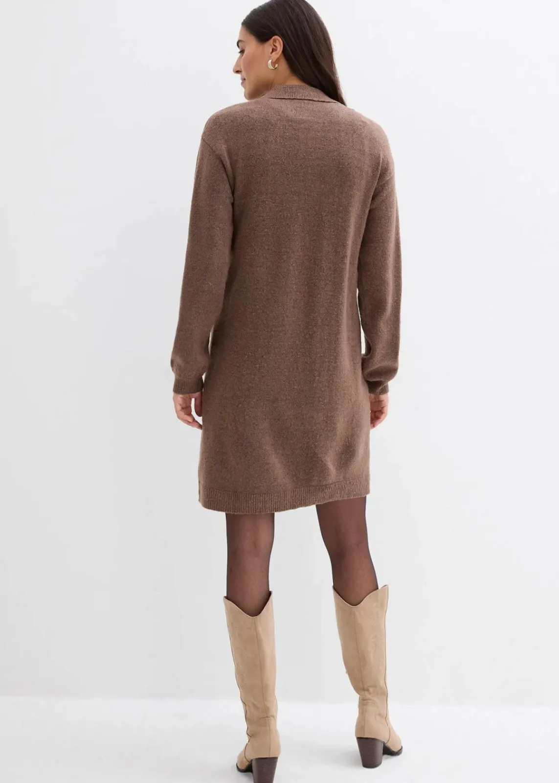 bonprix Strickmode|Kleider^Kurzes Strickkleid mit Knopfleiste lehmbraun