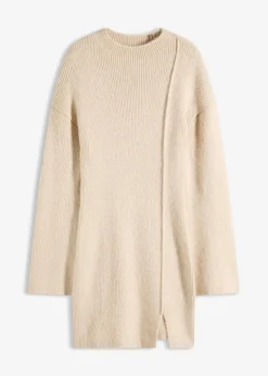 bonprix Bekleidung·Umstandsmode|Bekleidung·Pullover & Strickjacken^Kurzes Strickkleid mit Wollanteil kieselbeige