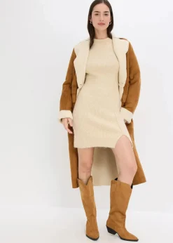 bonprix Bekleidung·Umstandsmode|Bekleidung·Pullover & Strickjacken^Kurzes Strickkleid mit Wollanteil kieselbeige