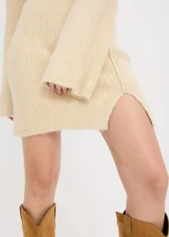 bonprix Bekleidung·Umstandsmode|Bekleidung·Pullover & Strickjacken^Kurzes Strickkleid mit Wollanteil kieselbeige