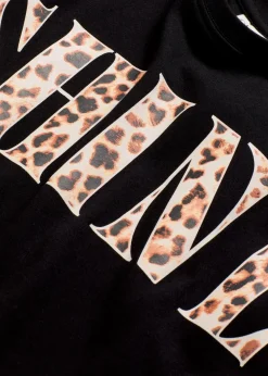 bonprix Nachhaltigere Materialien|Shirts & Tops^Kurzes T-Shirt aus reiner Bio-Baumwolle schwarz leo bedruckt
