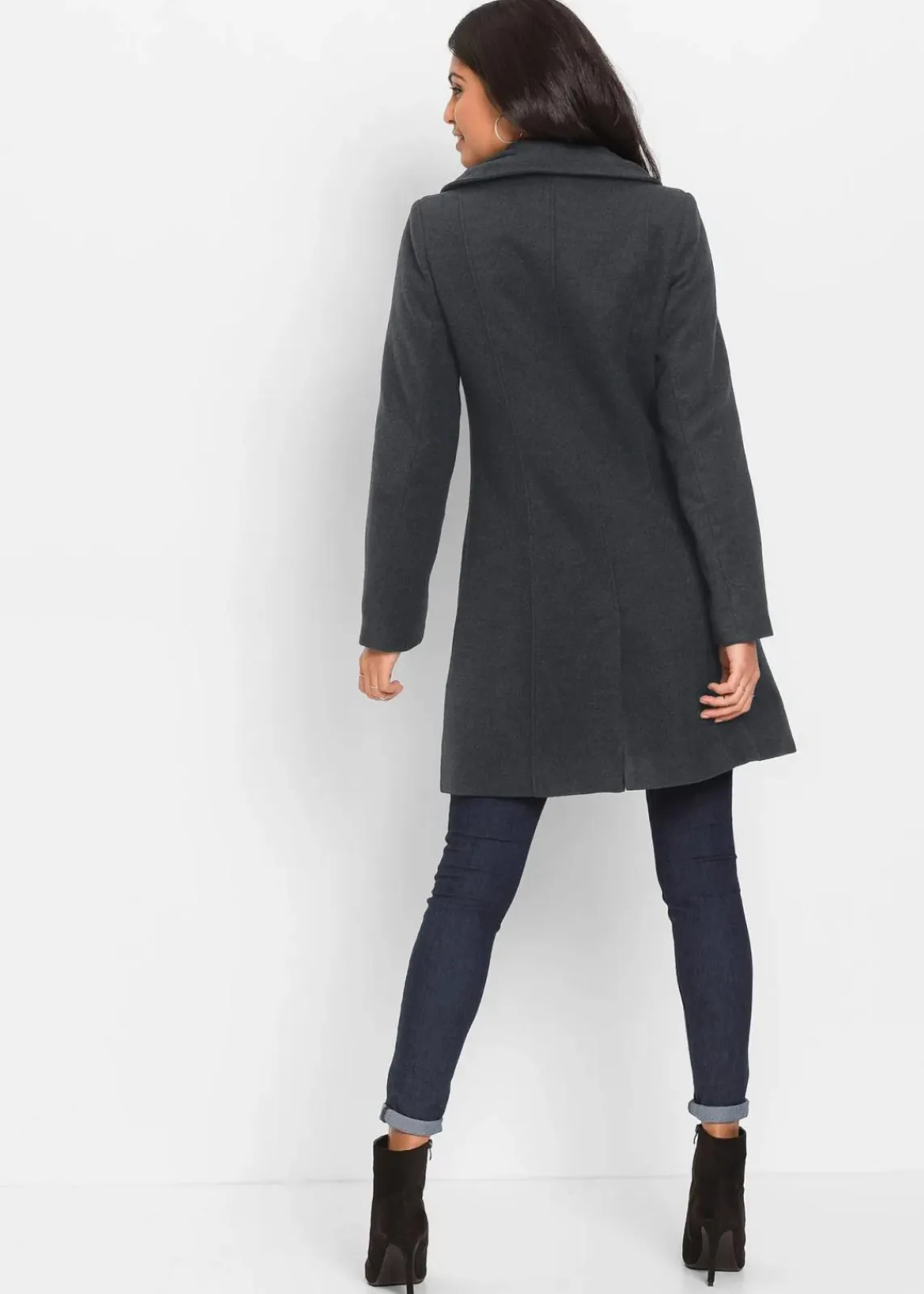 bonprix Kurzgrößen|Bekleidung·Hosen^Kurzmantel anthrazit meliert