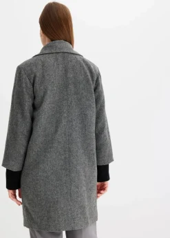 bonprix Bekleidung·Hosen|Jacken & Mäntel^Kurzmantel in Wolloptik schwarz meliert