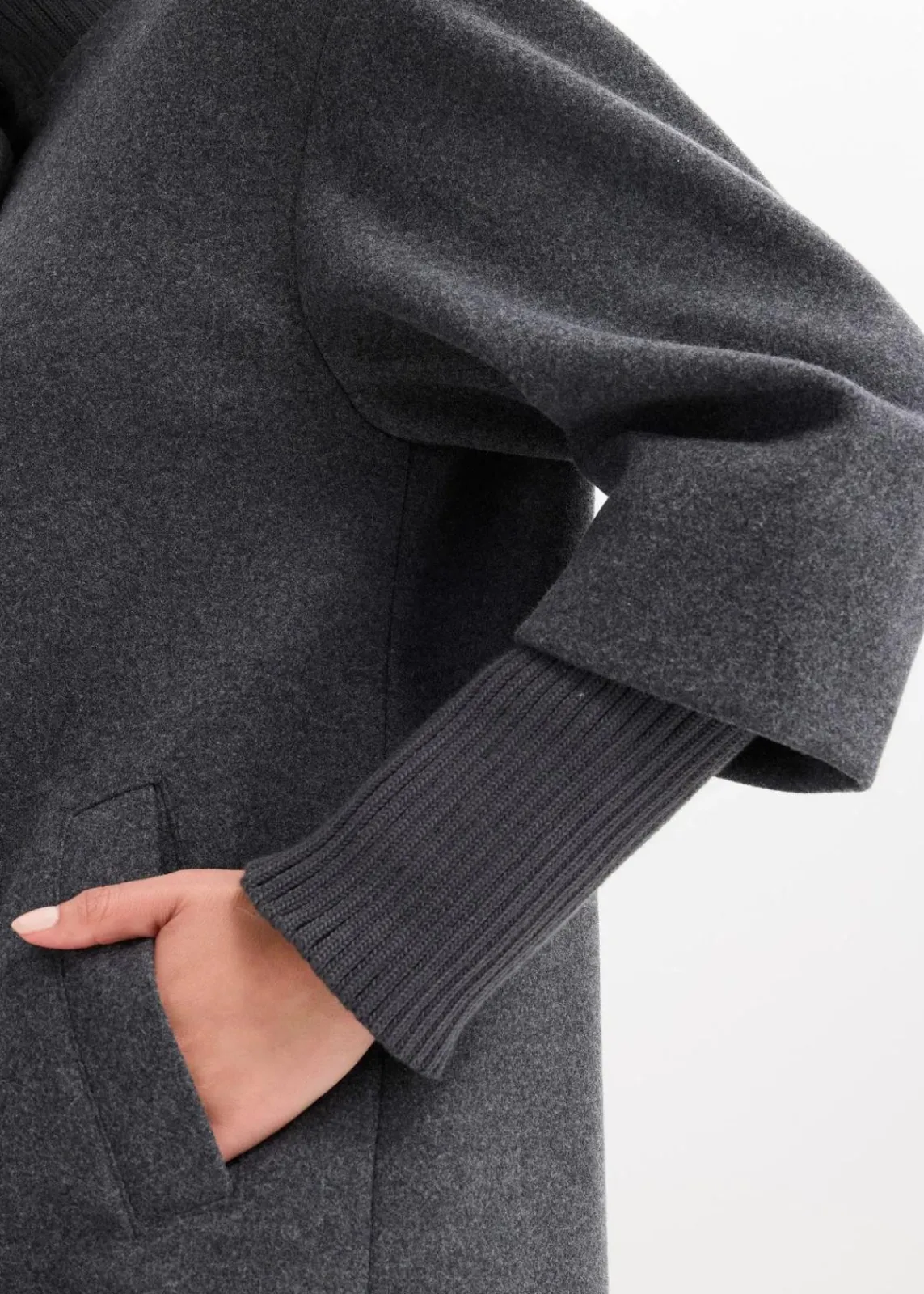 bonprix Jacken & Mäntel|Bekleidung·Hosen^Kurzmantel in Wolloptik anthrazit meliert