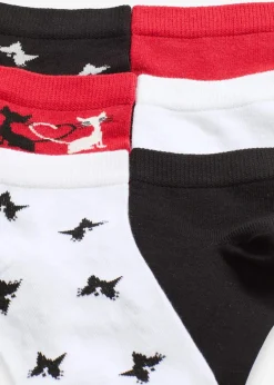 bonprix Nachhaltigere Materialien|Socken & Strumpfhosen^Kurzsocken mit Bio-Baumwolle (7er Pack) schwarz+ weiß + salsarot