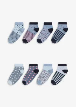 bonprix Nachhaltigere Materialien|Socken & Strumpfhosen^Kurzsocken mit Bio-Baumwolle (8er Pack) dunkelblau + rosa + hellblau meliert + blau meliert