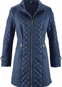 bonprix Jacken & Mäntel|Bekleidung·Hosen^Kurz-Steppmantel dunkelblau