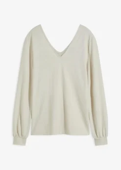 bonprix Bekleidung·Blusen & Tuniken|Sweat^Kuschel-Fleeceshirt mit Perlen natur