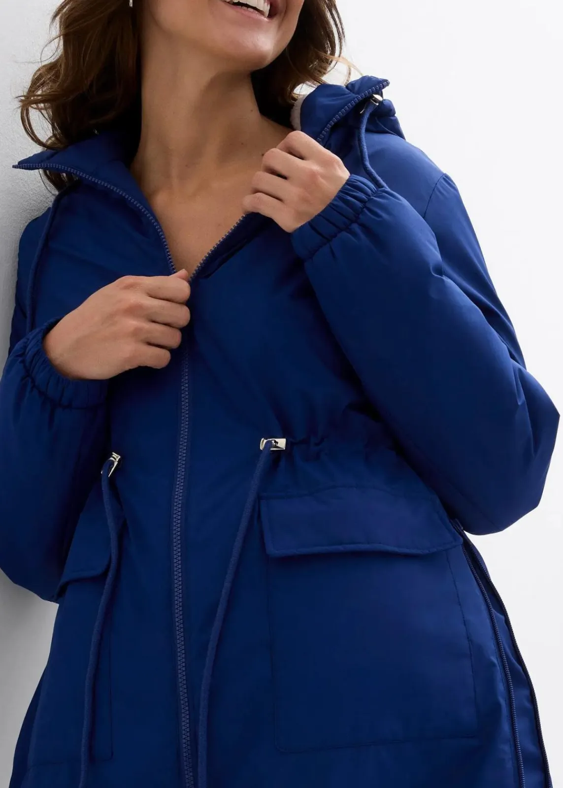 bonprix Umstandsmode|Bekleidung·Blazer^Kuschelig gefütterte Umstands-und Tragejacke tiefseeblau/steingrau/silber