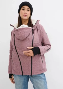 bonprix Umstandsmode|Bekleidung·Blazer^Kuschelige 3-in-1 Umstandsjacke und Tragejacke bordeaux meliert