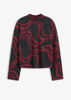 bonprix Shirts & Tops^Kuschel-Rippshirt pflaumenrot/grau meliert graphisch