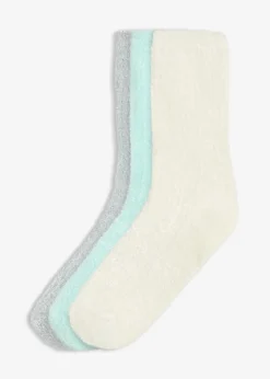 bonprix Homewear|Socken & Strumpfhosen^Kuschelsocken 3er Pack hellgrau meliert + beige meliert + grün meliert
