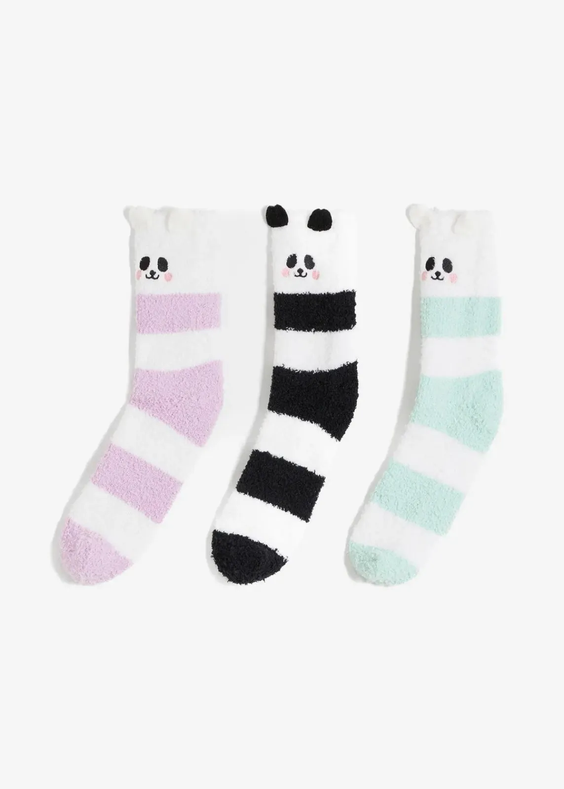 bonprix Mehrfachpacks|Mädchen·Strümpfe^Kuschelsocken (3er-Pack) schwarz gestreift + bunt gestreift
