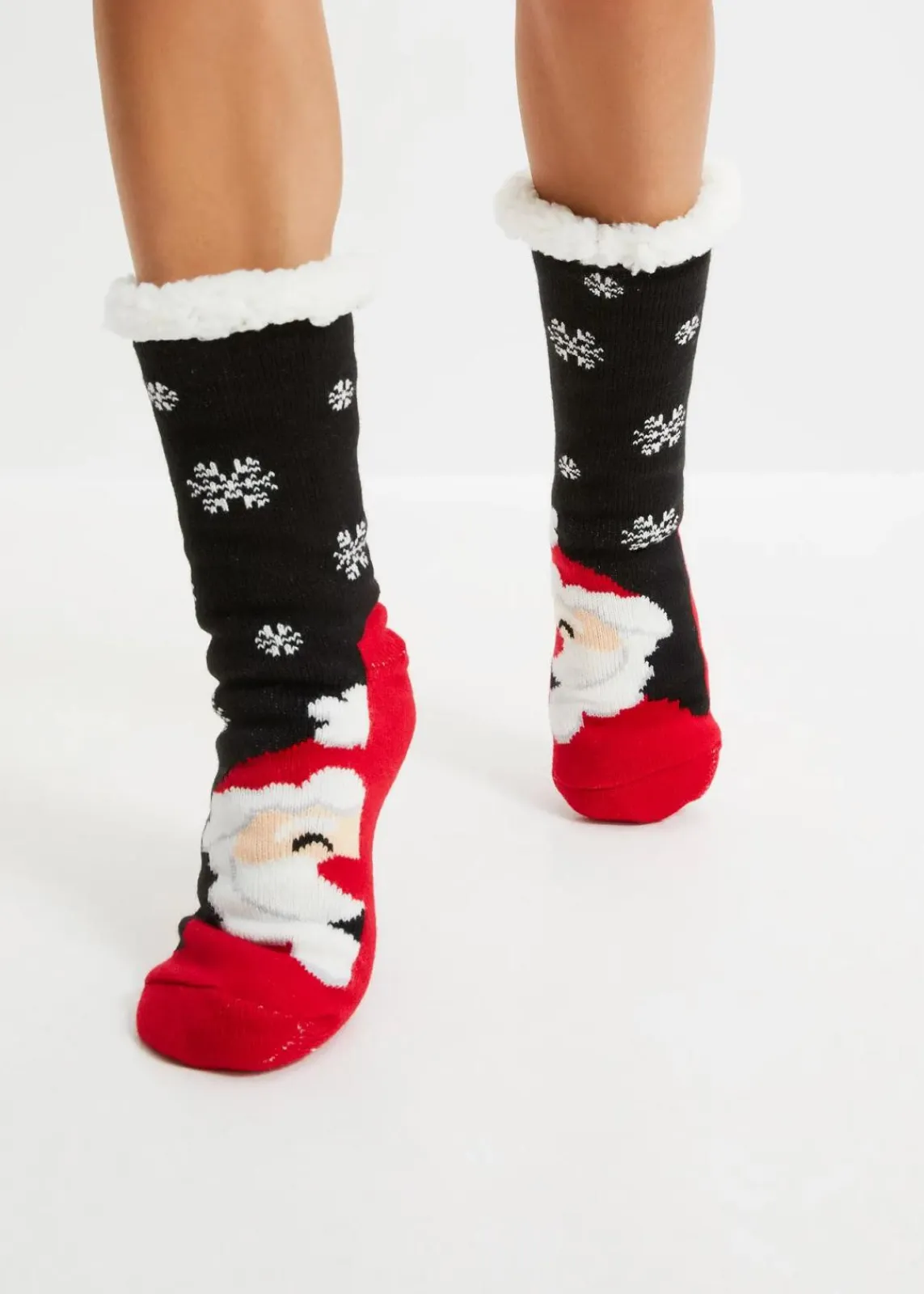 bonprix Jungen·Strümpfe|Jungen·Strümpfe^Kuschelsocken mit Teddy Futter schwarz/erdbeere