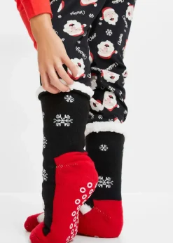 bonprix Jungen·Strümpfe|Jungen·Strümpfe^Kuschelsocken mit Teddy Futter schwarz/erdbeere