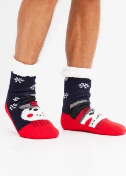 bonprix Socken & Strumpfhosen|Wäsche^Kuschelsocken mit Teddy Futter dunkelblau/wollweiß/erdbeere/abendrot/grau/schwarz