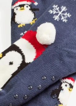 bonprix Mehrfachpacks|Jungen·Strümpfe^Kuschelsocken mit Teddyfutter (2er pack) blau/weiß gemustert
