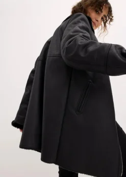 bonprix Bekleidung·Hosen|Jacken & Mäntel^Lammfellimitat-Jacke schwarz